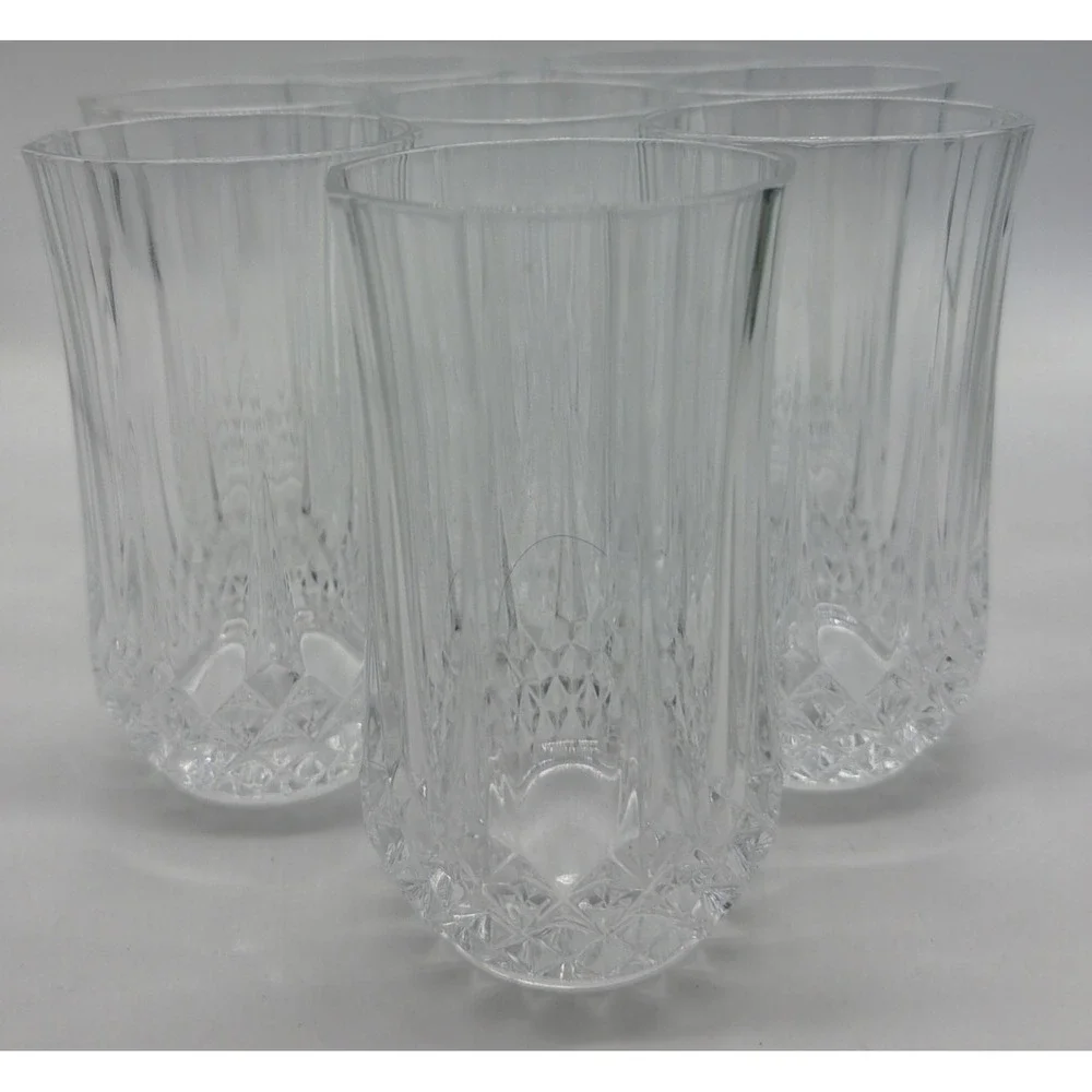 (8)‎ Vtg Cristal D'Arques Longchamp Crystal Iced Tea Glass Tumblers 5.25